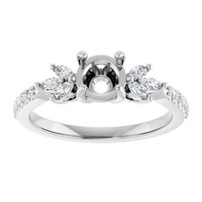 Women Engagement Semi Mount Ring Setting Round 7mm 925 Silver Natural Zircon