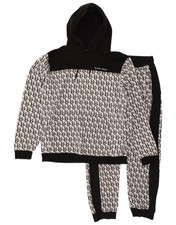 BLACK SQUAD Mens Graphic Regular Fit Full Tracksuit XL White Colourblock CI13