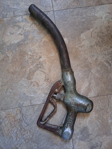 Vintage Tokheim 973 Gas Pump Handle Nozzle Service Station Heavy Cast Brass Oil