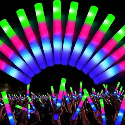 10x beleuchteter Premium LED Schaum Leuchtstab hochwertig mehrfarbig groß lang UK
