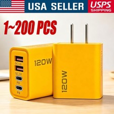 120W 4-Port USB C Fast Wall Charger Block For All Cell Phone iPad Lot