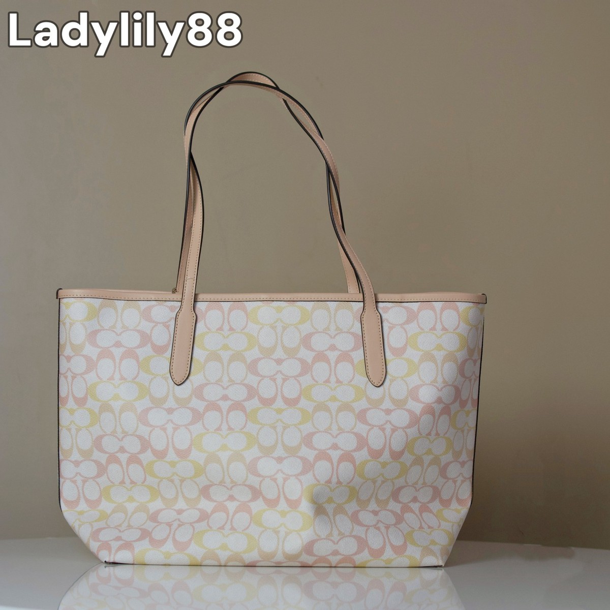 NWT Coach CDZ04 City Tote Bag In Signature Canvas Smooth Leather