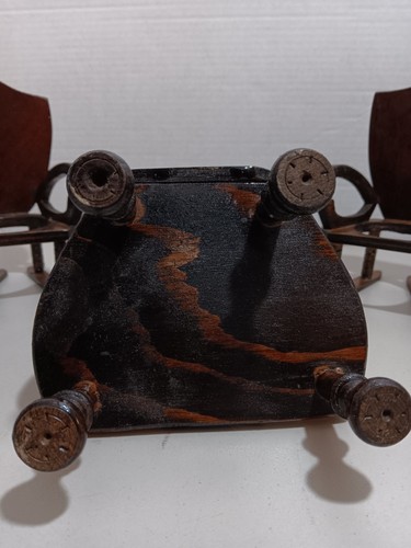 Menge 5 Vintage Volkskunst Holz Handarbeit Puppenstühle Rustikal Bauernhaus 4,5x6,5 - Bild 10 von 15