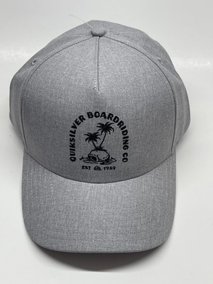 QUIKSILVER BOARDRIDING CO GRAY ADJUSTABLE SNAPBACK HAT LOGO PATCH OSFM