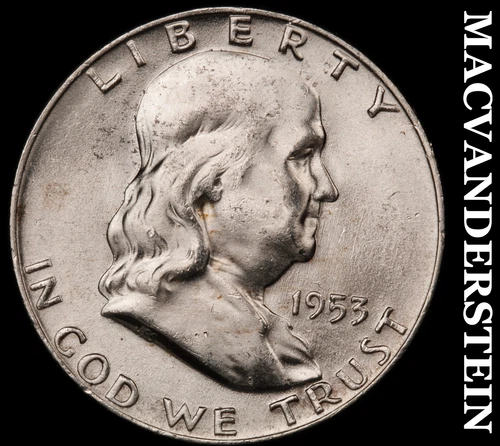 1953-D Silver Franklin Half Dollar-Brilliant Unc Lustrous No Reserve #i1199
