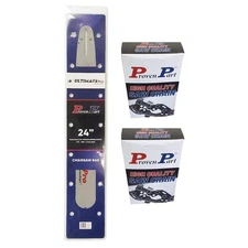 24" Bar And 2 Pack Full Chisel Chain Combo 3/8 .050 84DL Fits Husqvarna And More