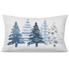 Blue Christmas Decor - Snowflake  Tree Pillow Covers, Cases  Blue-01