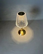 Cordless Dimmable Table Lamp Portable Crystal Silver Night Light 3 Color Modes