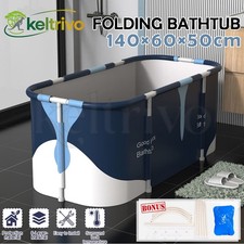 140cm Foldable Portable Bathtub Water Tub Folding PVC Adult Spa Bath Bucket AU