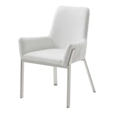 Pemberly Row 18" Stainless Steel/Bonded Leather Dining Chair in White