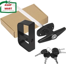 Shed Door Latch T-Handle Lock Kit with 5 Keys,Bteobfy 7-1/2" Stem Storage Barn.