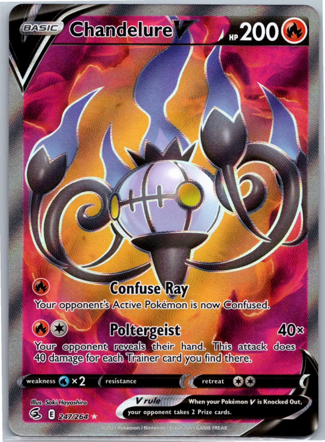 Chandelure V (Full Art) Ultra Rare SWSH08: Fusion Strike Holo 247/264 Pokemon NM