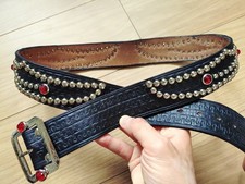 1950s Vintage Design Carving Studded Belt Western Rockabilly Biker rock punk