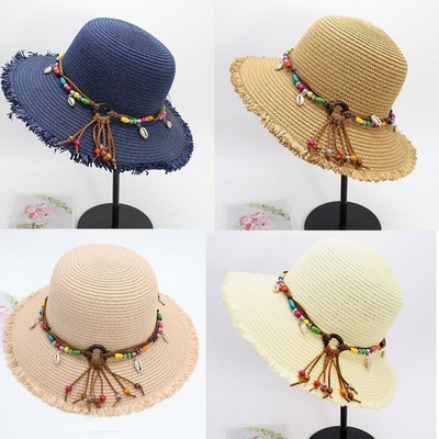 Boho Fashion Women Ladies Panama Hats Wide Brim Straw Floppy Fedora Sun Hat