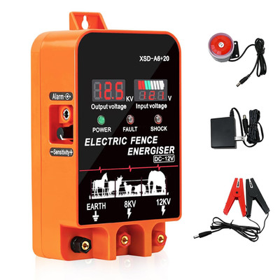 5.5J Electric Fence Charger Energizer, 5.5 Joules 10 Miles, AC DC 2 in 1 Powered