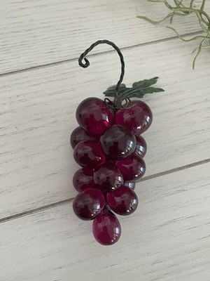 Cabernet 5  Grape Cluster on Wire Vine Metal Leaf  Acrylic Lucite, Yankee Candle