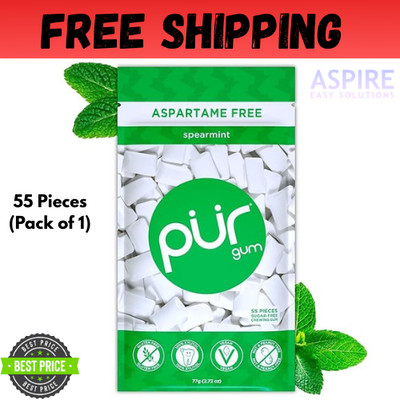 PUR Gum | Aspartame Free Chewing Gum | 100% Xylitol | Natural Spearmint Flavored
