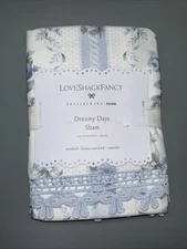 Pottery Barn Teen Love Shack Fancy Dreamy Days Pillow Sham - Blue- Standard -NEW