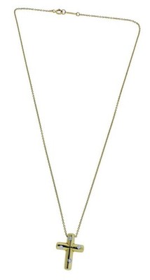 Tiffany & Co Elsa Peretti diamond cross Necklace in 18k and platinum 15''