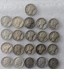 Lot of 21 USA Silver Dimes 16 Mercury 5 Roosevelt
