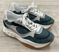 New Jimmy Choo Landon Green Suede Mesh Platform Sneakers Size: 35.5 (US 5.5)