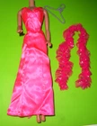 Vintage SUPERSTAR ORIGINAL PINK SATIN DRESS & PINK SILVER BOA