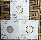 1938, 1938D, 1938S USA MERCURY  SILVER  DIMES