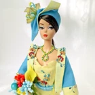 OOAK outfit dress yellow blue clothing handmade fits Vintage Silkstone Barbie