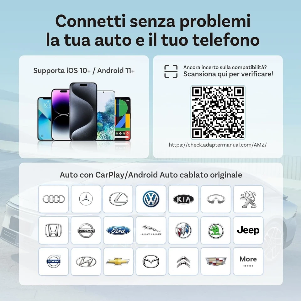 OTTOCAST Mini Cube Adattatore Wireless Carplay Android Auto Bluetooth - Immagine 4 di 4
