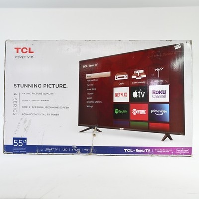TCL 55'' Class 4-Series 4K UHD HDR Smart Roku TV   55S435, 2021 Model