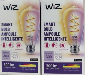 Lot of 2-  Wiz 25W Equivalent ST19 Medium Color Filament Smart LED Light Bulb