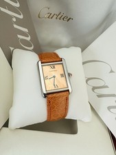 Rare Cartier Tank Solo Stainless Steel Orange Dial & Band ~ Box & Papers 3