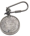 1891 Morgan Silver Dollar Coin Keychain Vintage Jewelry Pendant 90% Silver