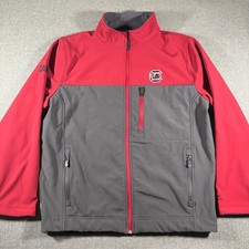 Colosseum Softshell Jacket Mens Large Red Grey South Carolina Gamecocks Full Zip