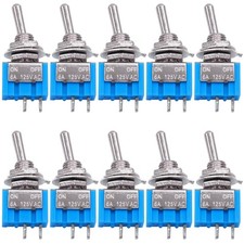 Taiss 10PCS SPST Mini Toggle Switch 2 Pin 2 Position ON/Off 2 ON/Off-A