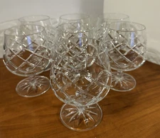 Tyrone Crystal Ireland Sperrins Brandy Glass 4.5 x 2.5" Criss Cross Cut Set Of 7