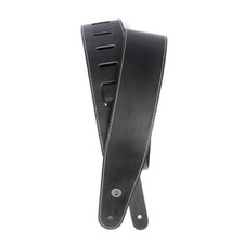 D'Addario Stonewashed Leather Guitar Strap with Contrast Stitch, Black
