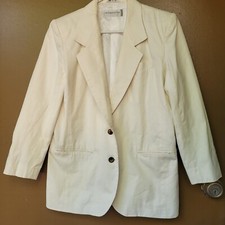 Liz Claiborne L Collection White Collared 2 Button Jacket Blazer Size P6 A05