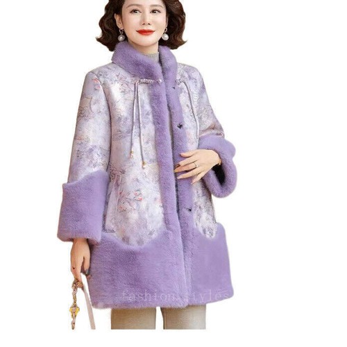Nuevo Abrigo Estilo Chino Invierno Medio Largo Piel Visón Mujer Gruesa Cálida Chaqueta de Piel - Imagen 23 de 26