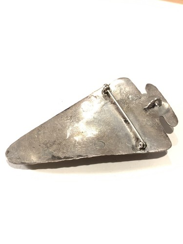 Southwest Textured Sterling Silver Stone Arrowhead Pin Pendant - Picture 5 of 6