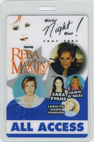 REBA McENTIRE MARTINA McBRIDE 2001 Tour laminierter Backstage-Pass - Bild 1 von 1
