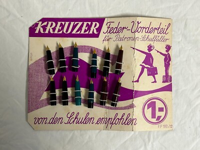 alte Kreuzer Werbung - 12 Stk. Federn Ersatzfedern Füller Füllhalter NEU Vintage