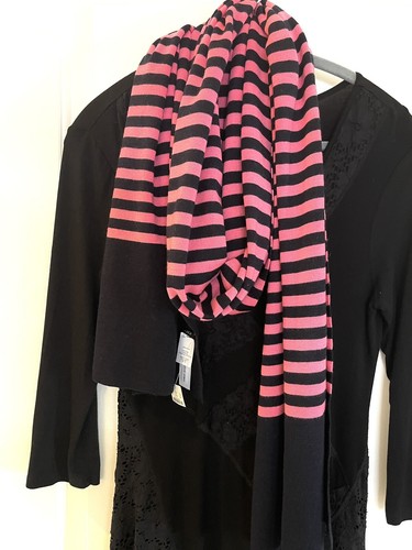 J. CREW MERINO WOOL PINK / Black  STRIPE SCARF New with Tags ! - 第 1/6 張圖片