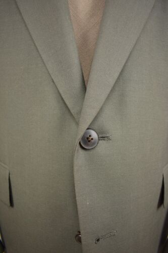 1976-1994 Unbranded Solid Olive Green 100% Wool Two Button Two Pc Suit Size: 42R - Picture 2 of 11