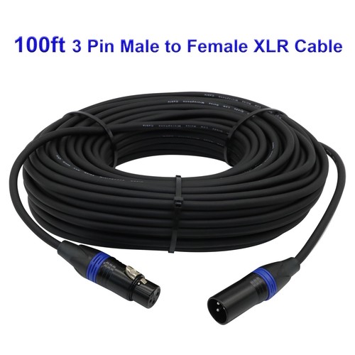 100 Fuß kodiertes 3-Pin XLR-Stecker auf Buchse DMX Signal Licht Kabel Metallverbinder Draht