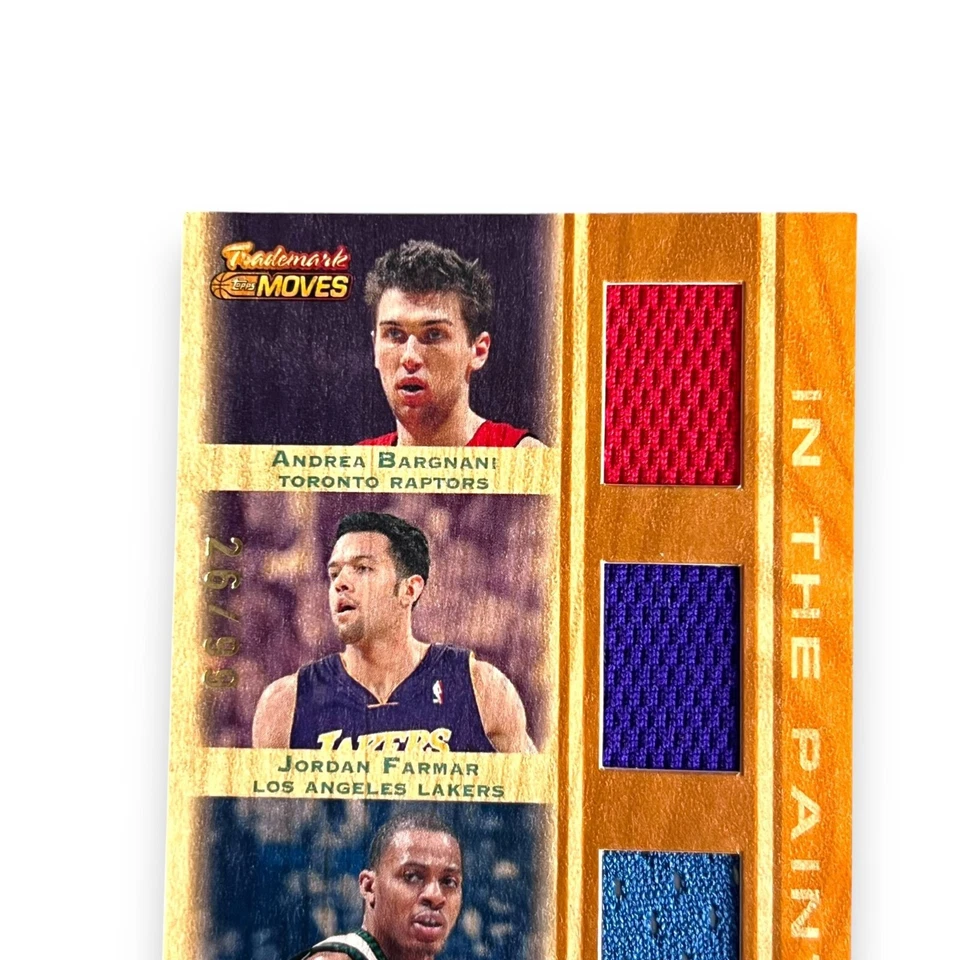 2007 Topps Trademark Moves Bargnani Farmer Foye In the Paint Triple Patch 26/99 - Image 2 of 4