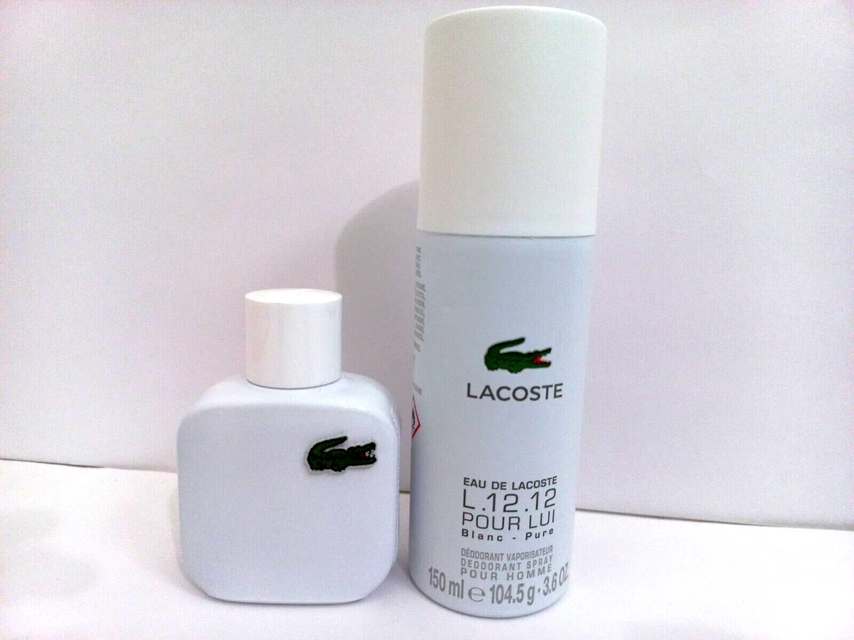 Eau De Lacoste L.12.12 Blanc Pure For Men By LACOSTE 2 Pc Set 1.6