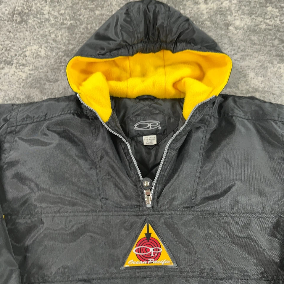 Chaqueta de Colección Ocean Pacific Niños 14 Negro Amarillo 1/4 Cremallera Aislada Pullover Años 90 OP Foto 2 de 4