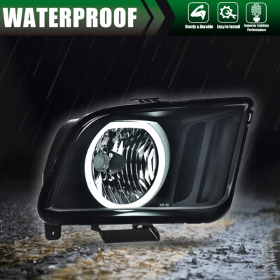 2015 Mustang Headlight Pair Of Smoke/Black LED Halo Headlights For 2005-2009 Ford Mustang - DRL Included Mustang Headlights Led - Foto 5