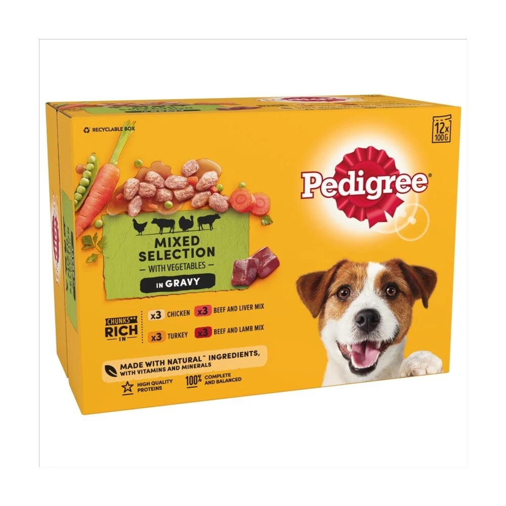 Pedigree Adult Wet Dog Food Pouches Mixed With Vegetables in Gravy Pack of 100g